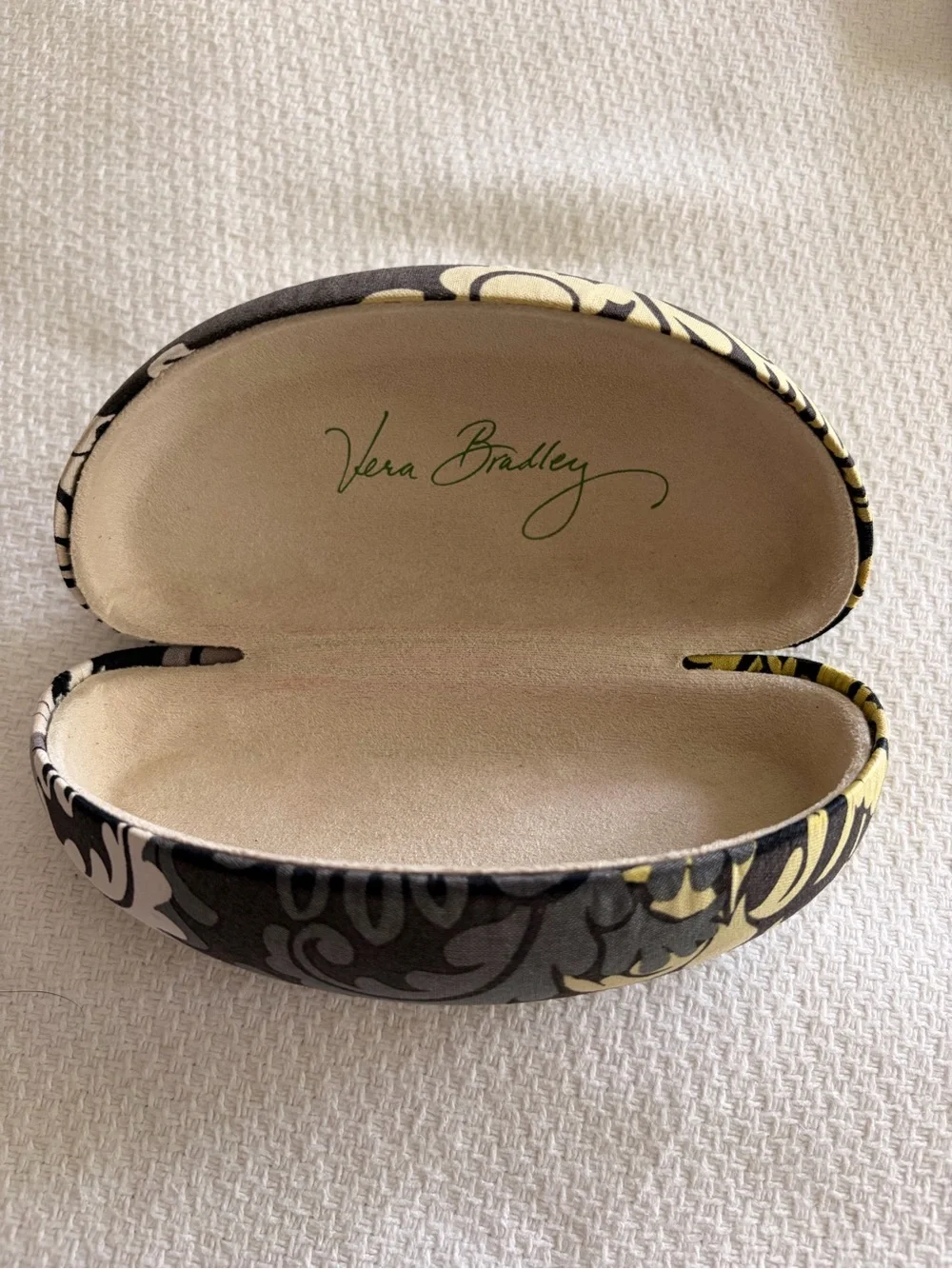 Vera Bradley Yellow & Black Floral Pattern Eyeglass Case